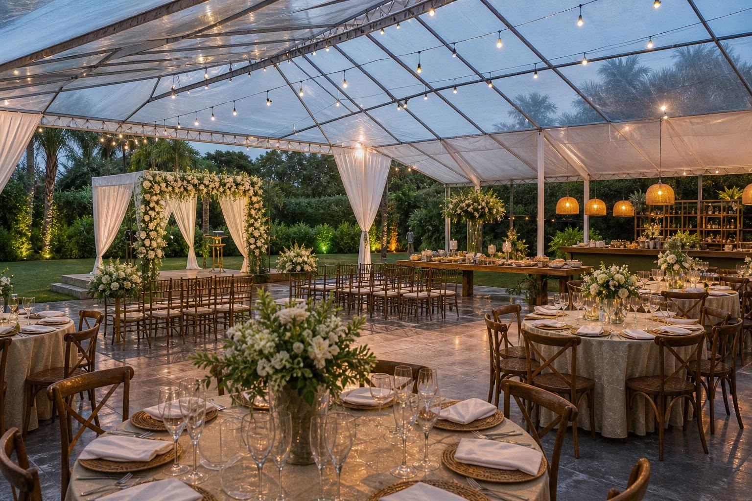 Toldo para casamento ao ar livre: quais áreas vale a pena cobrir?