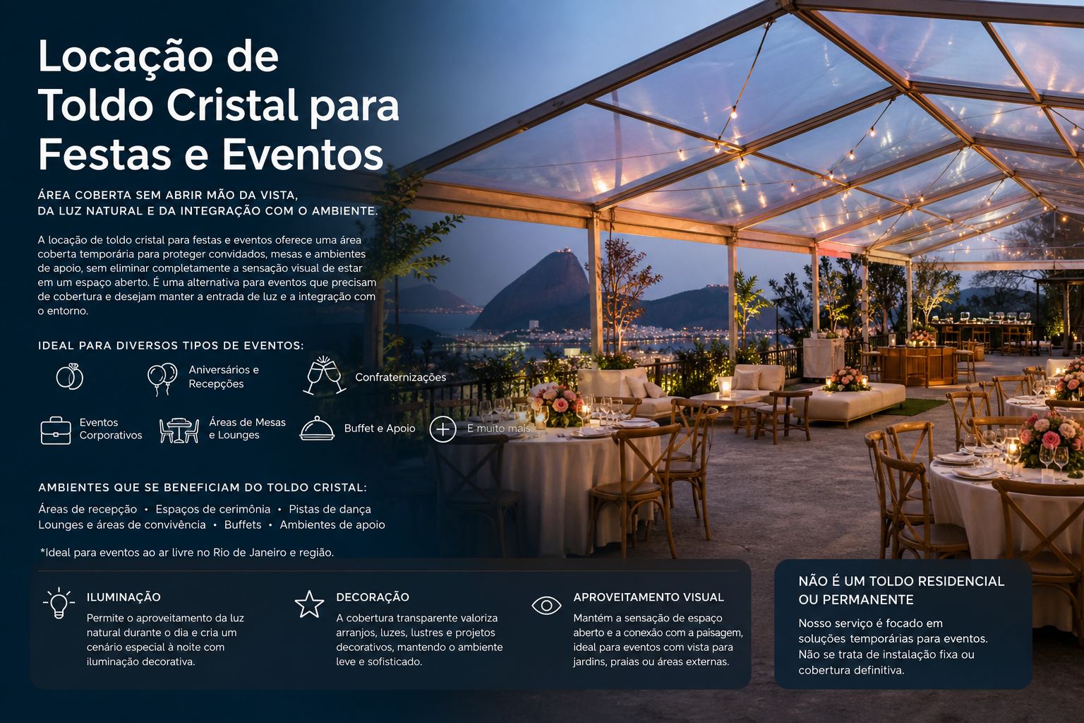 Locação de Toldo Cristal para Festas e Eventos no Rio de Janeiro