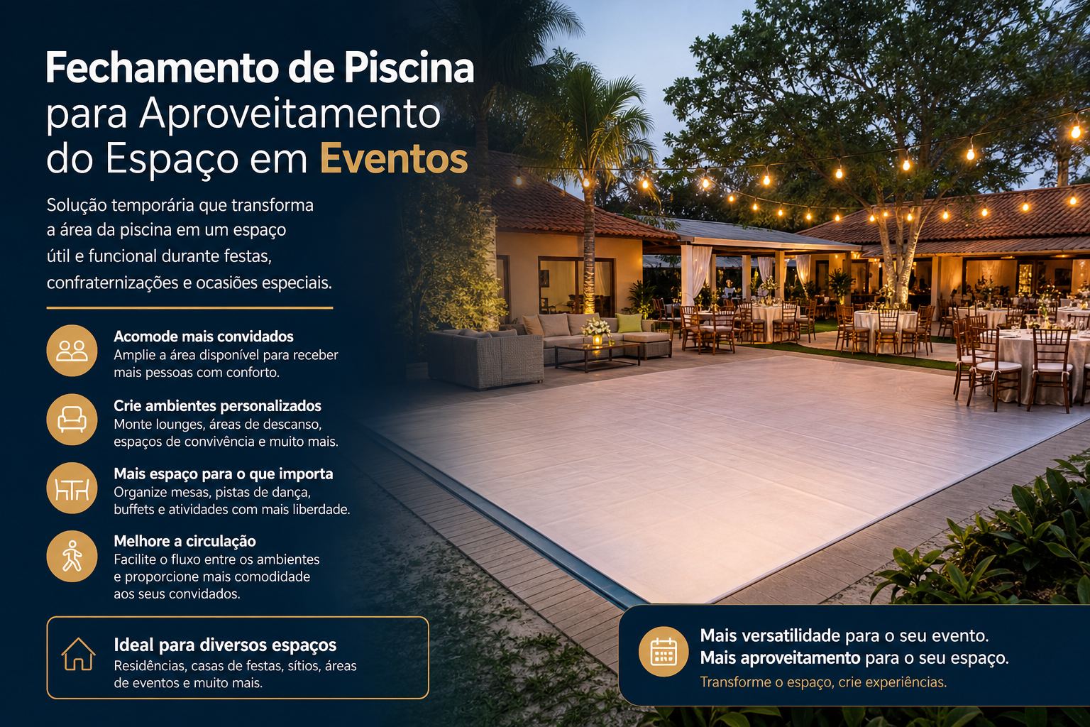 Fechamento de Piscina para Aproveitamento do Espaço em Eventos