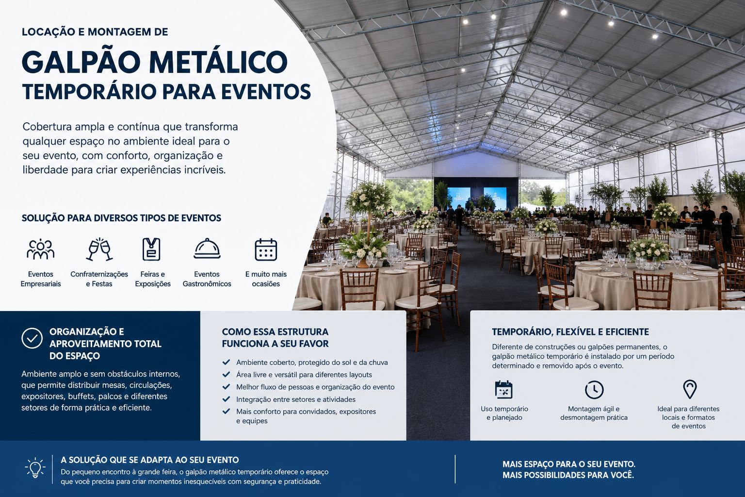 Locação e Montagem de Galpão Metálico Temporário para Eventos