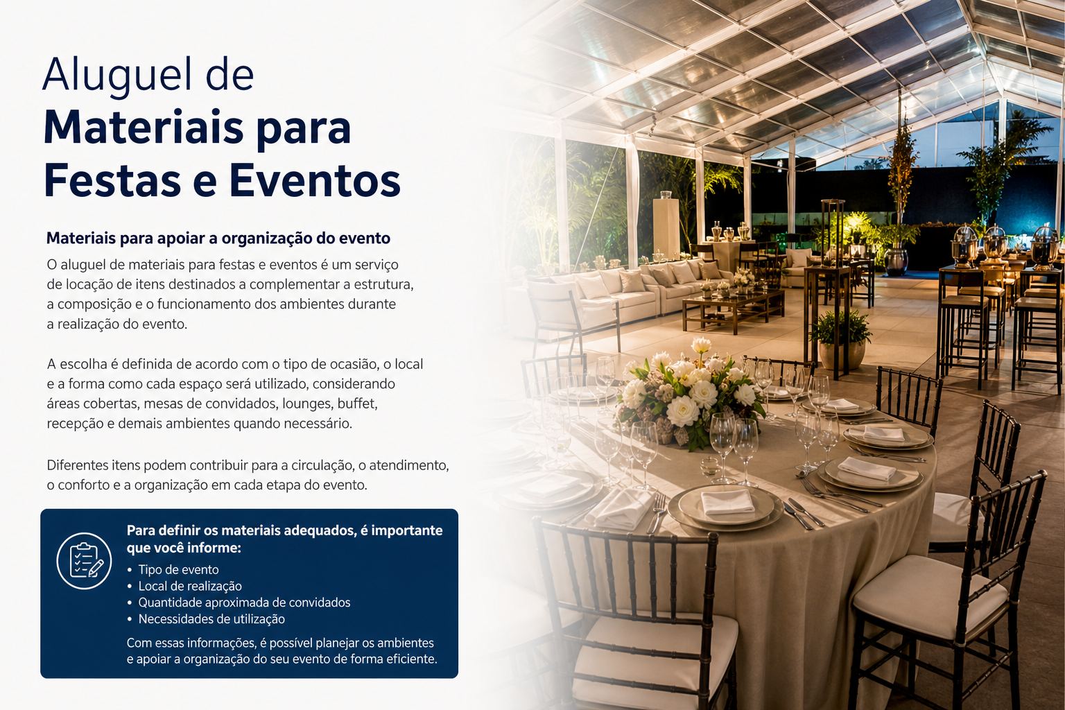 Aluguel de materiais para festas e eventos no Rio de Janeiro